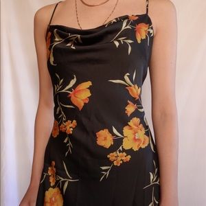 Size XS ASTR THE LABEL black floral slip dress